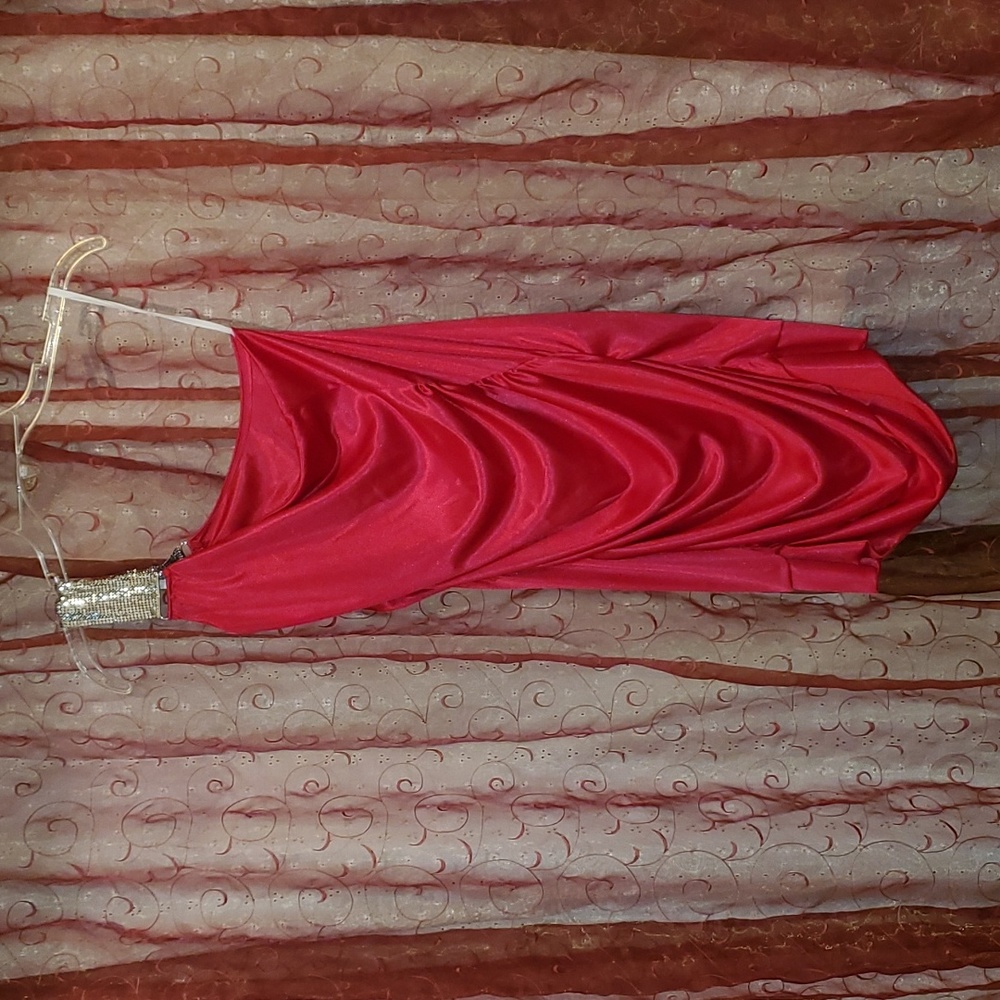 NWOT Wet Seal Little Red Fitted Sexy One Shoulder Rhinestone Formal Dress